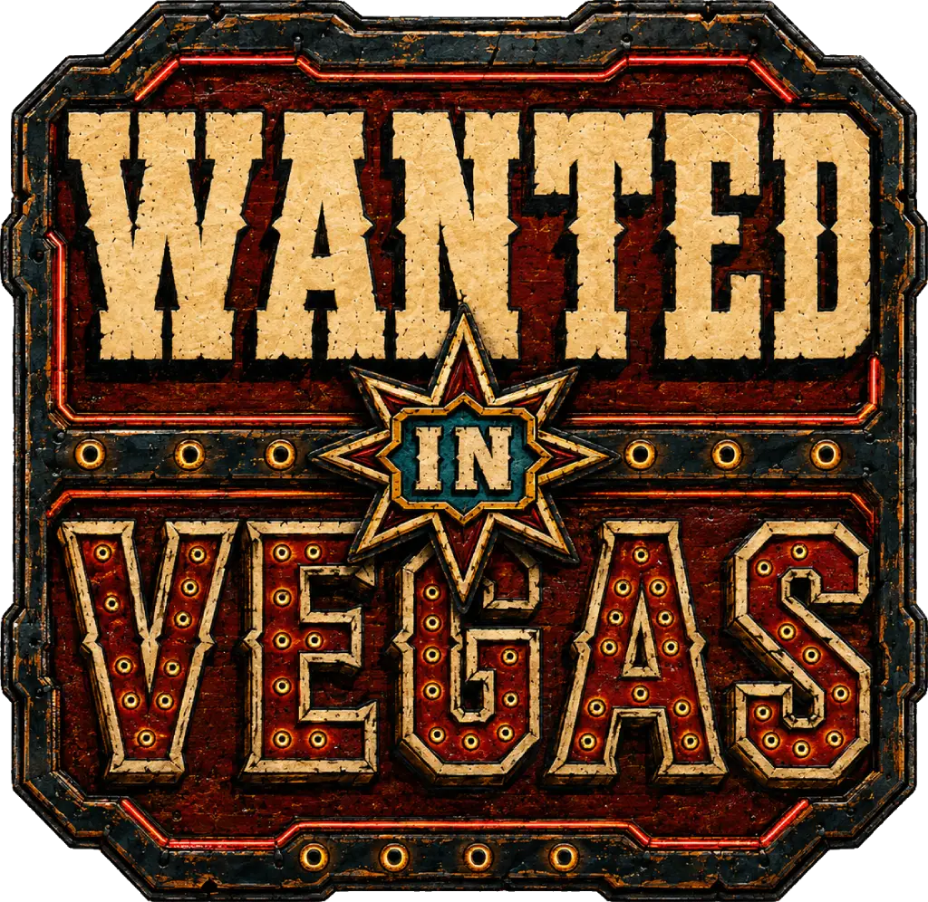 Wanted in Vegas stacked street-sign logo